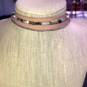 Pinkish nude beaded chocker necklace
